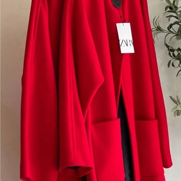 Zara Red Long Coat - Picture 10 of 14